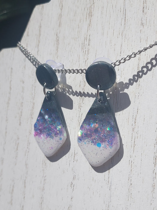 Two-Tone Clay Glitter Earrings #4