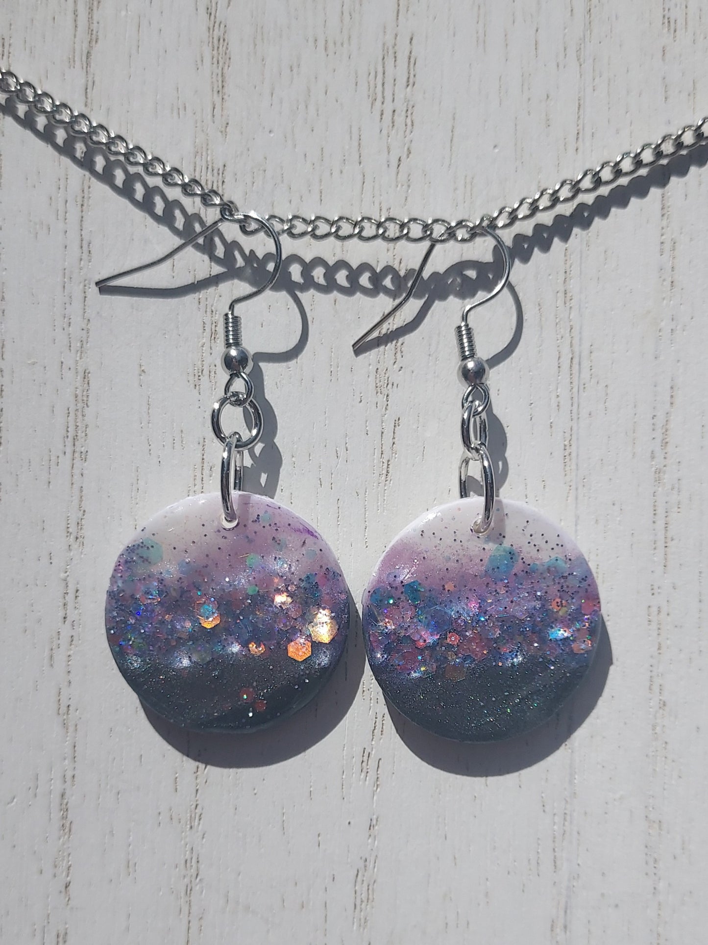 Two-Tone Clay Glitter Earrings #3