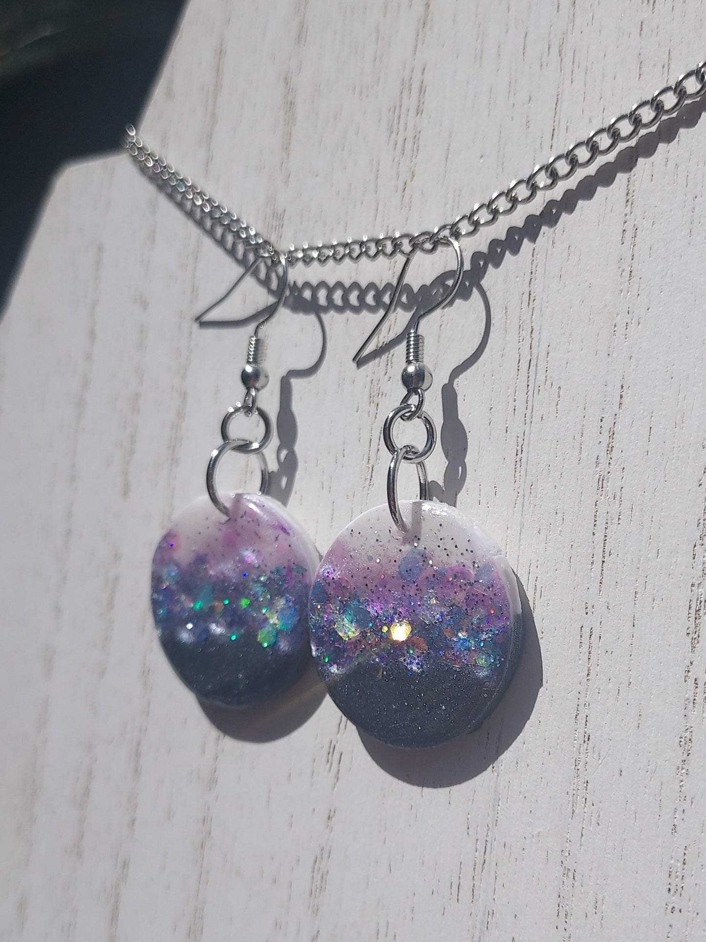Two-Tone Clay Glitter Earrings #3