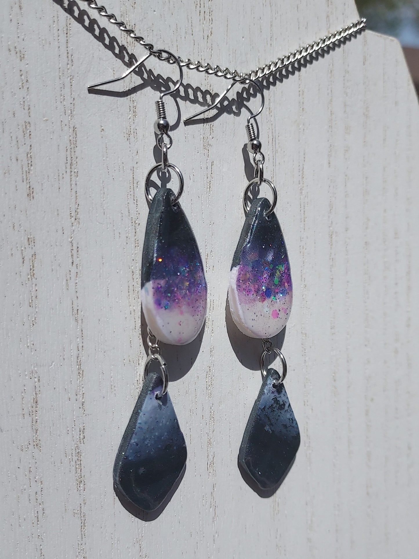 Two-Tone Clay Glitter Earrings #2