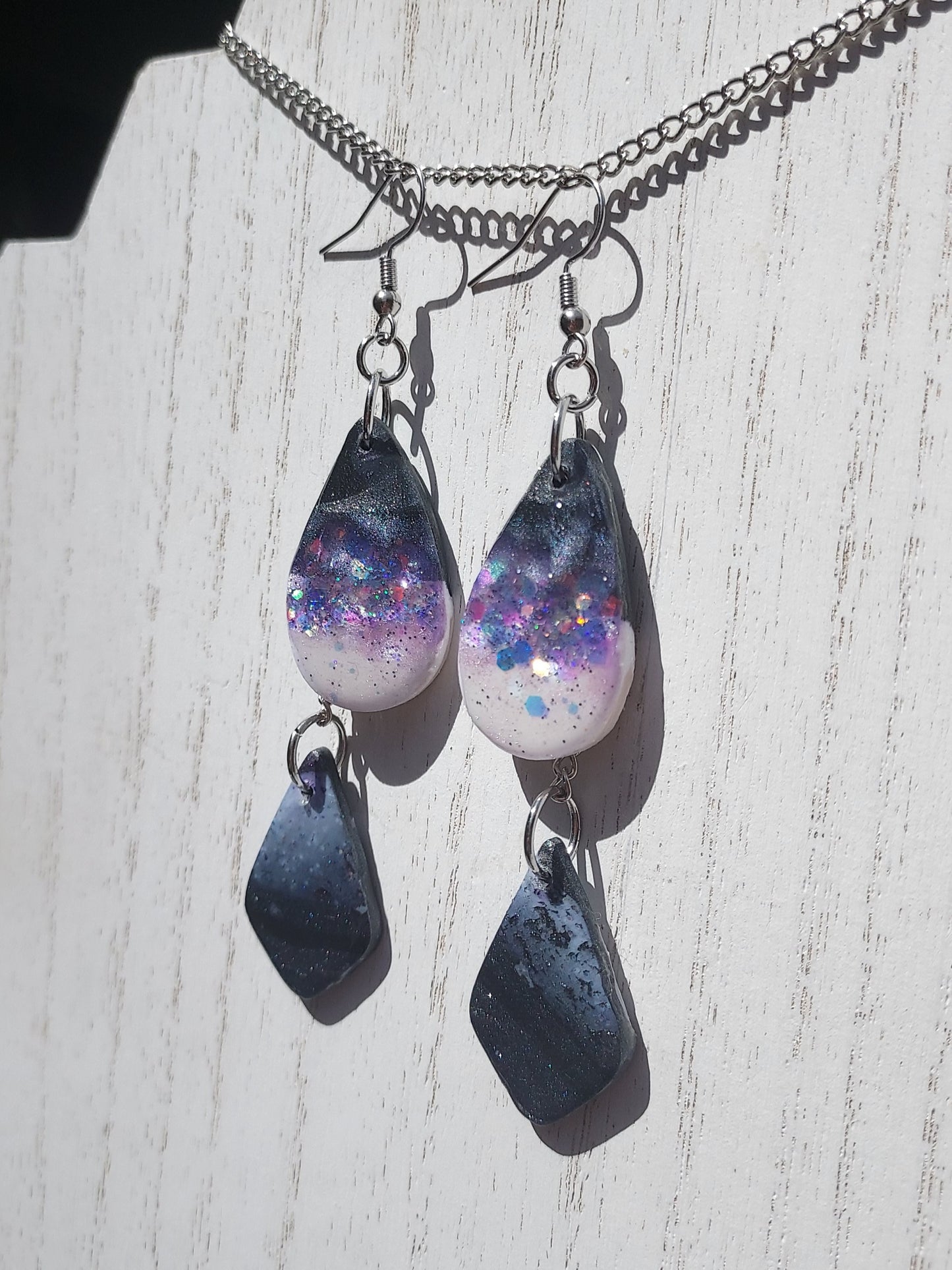 Two-Tone Clay Glitter Earrings #2