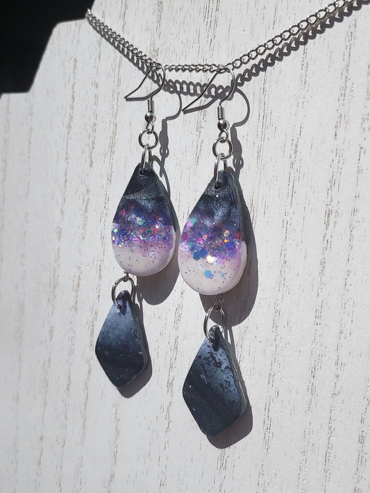 Two-Tone Clay Glitter Earrings #2