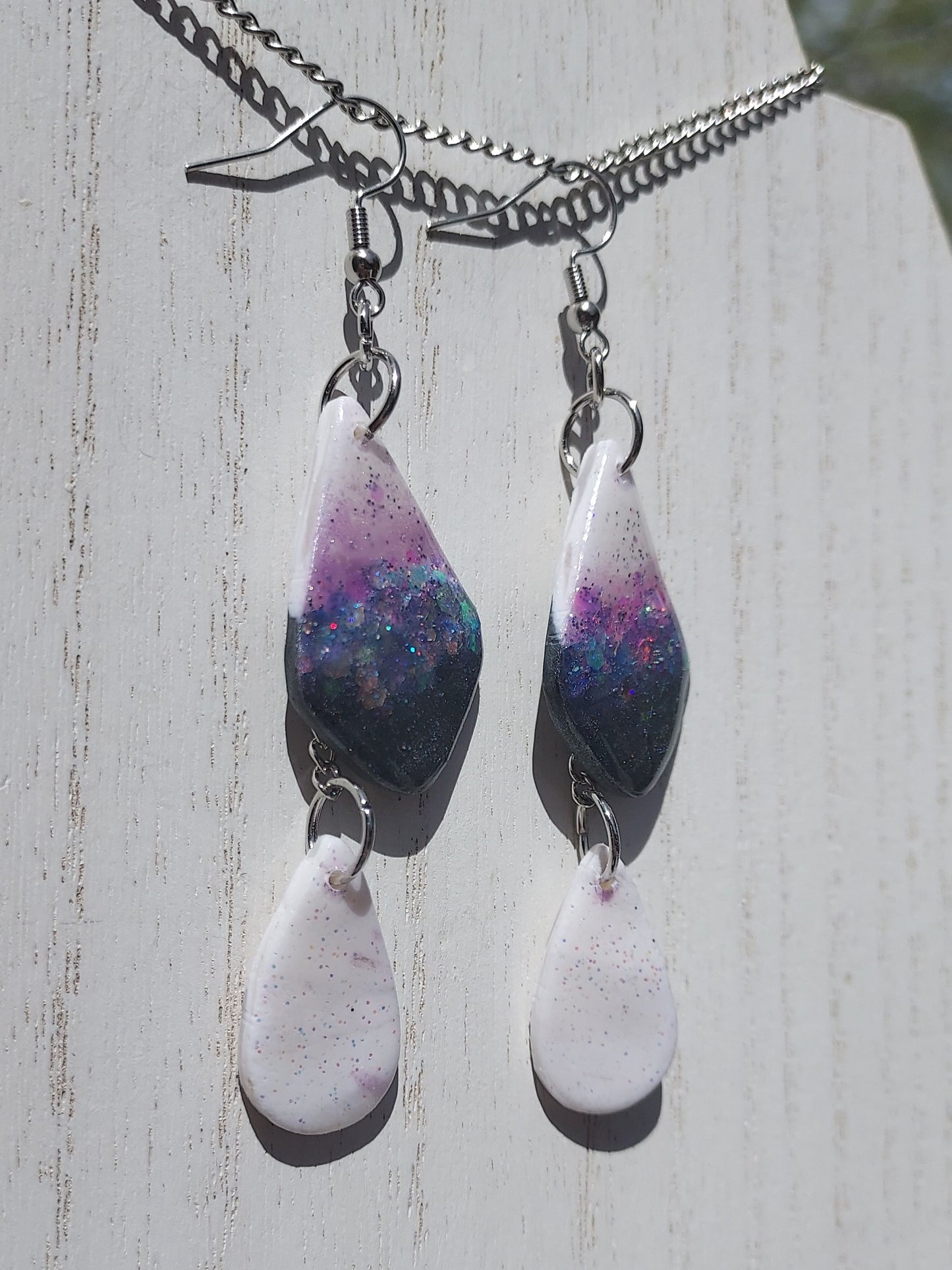 Two-Tone Clay Glitter Earrings #1