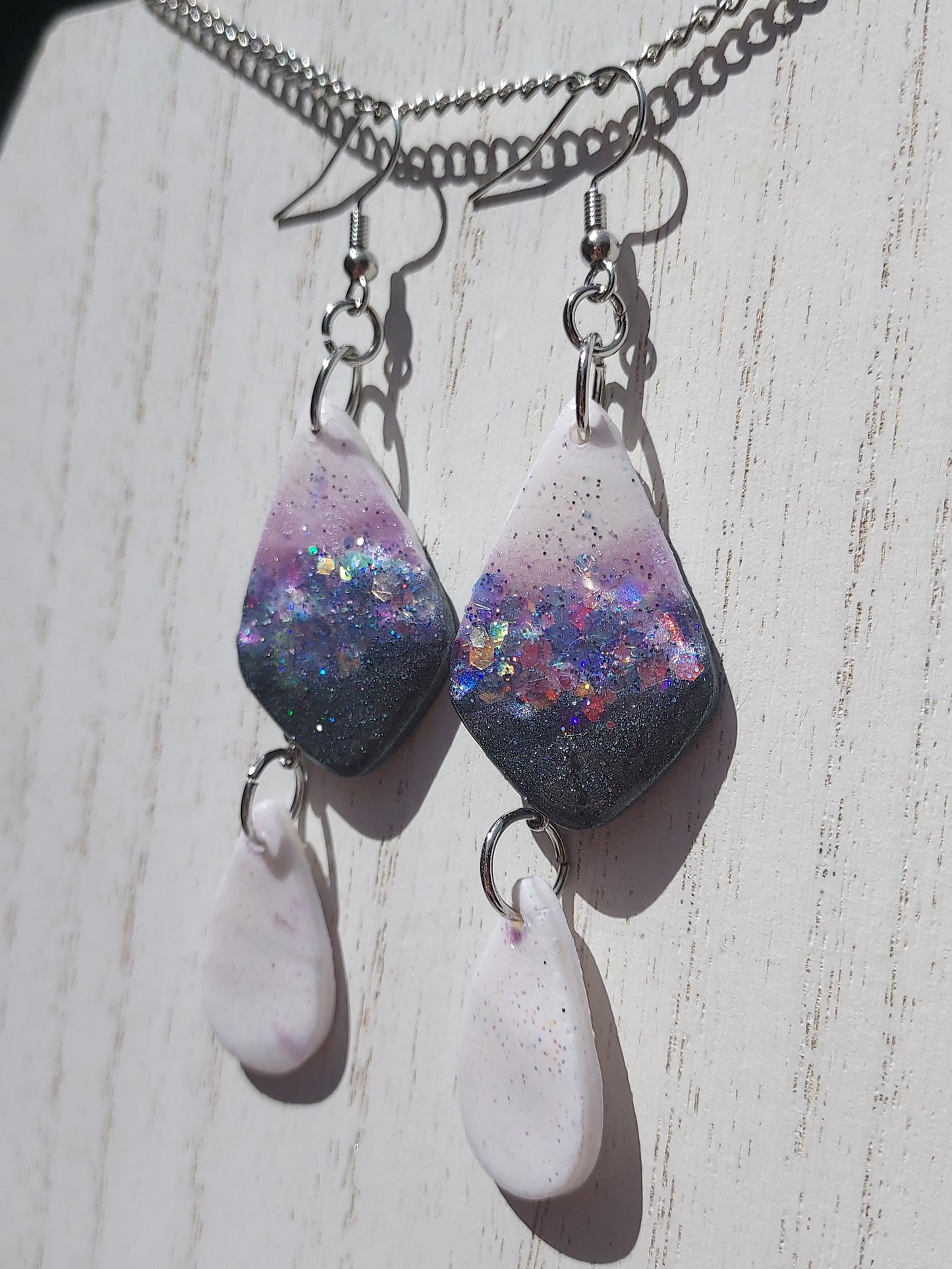 Two-Tone Clay Glitter Earrings #1