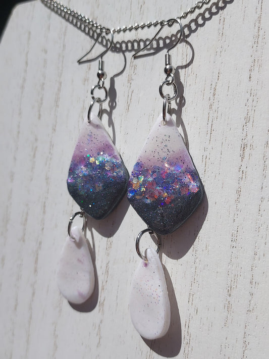 Two-Tone Clay Glitter Earrings #1