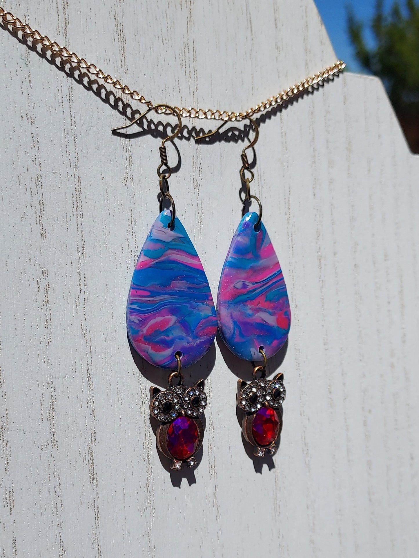 Pink Prismatic Clay Earrings #1