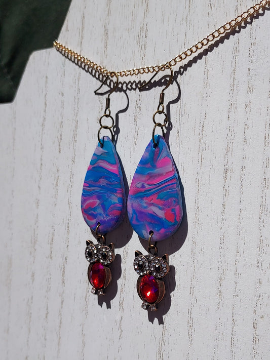 Pink Prismatic Clay Earrings #1