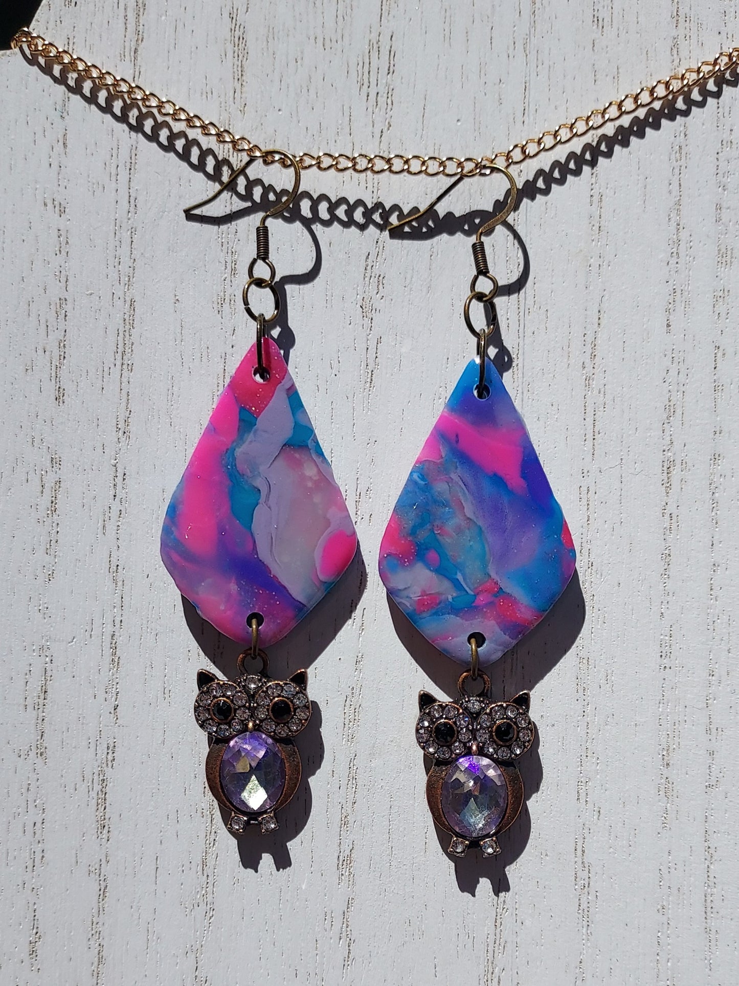 Pink Prismatic Clay Earrings #2