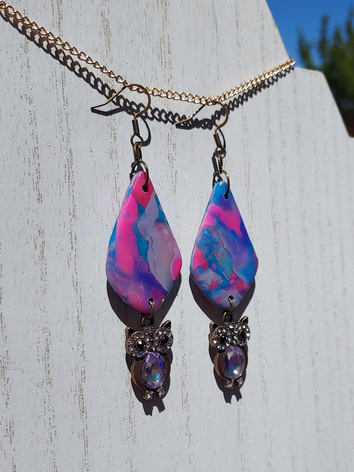 Pink Prismatic Clay Earrings #2