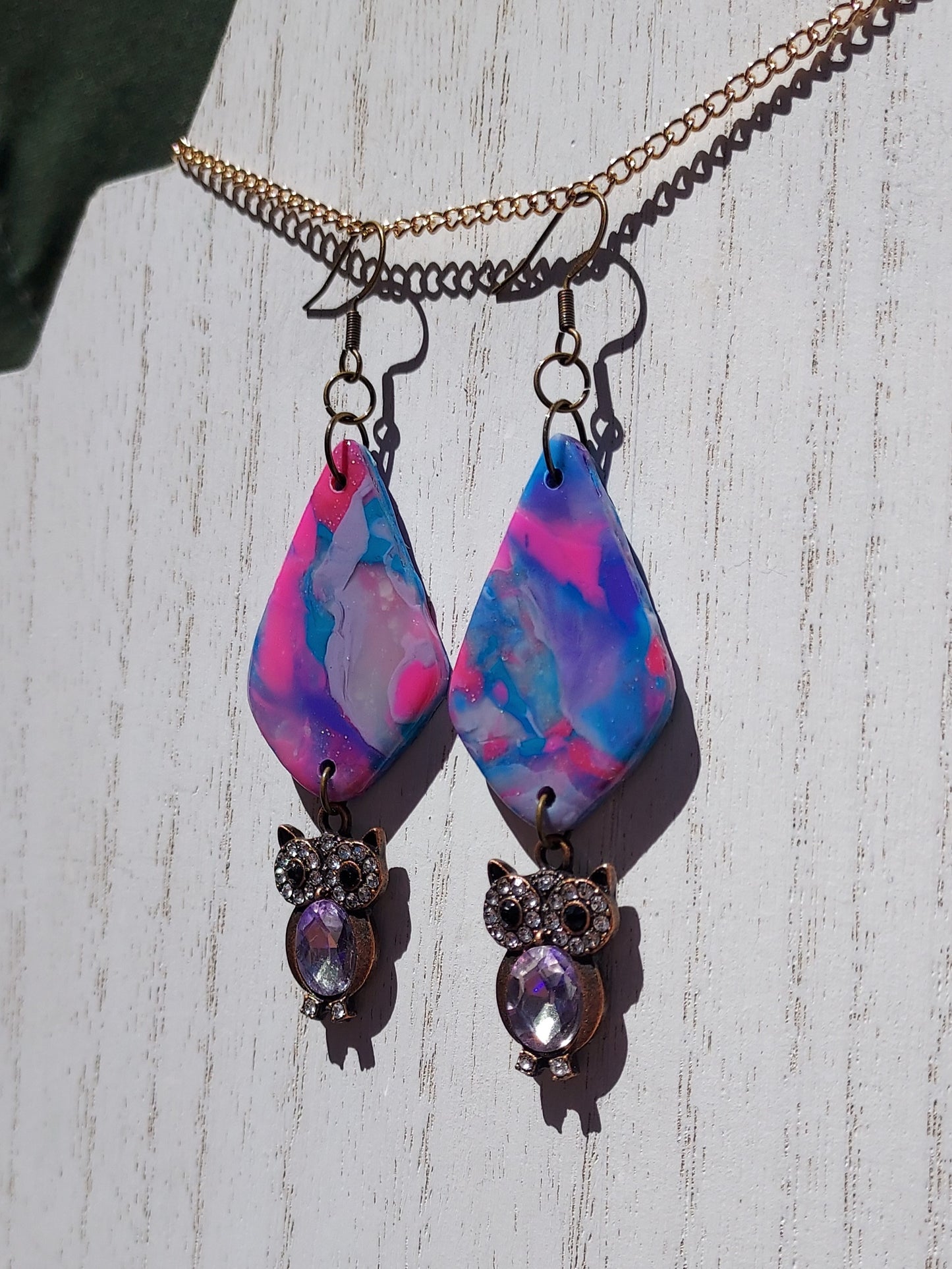 Pink Prismatic Clay Earrings #2