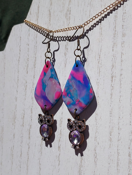 Pink Prismatic Clay Earrings #2