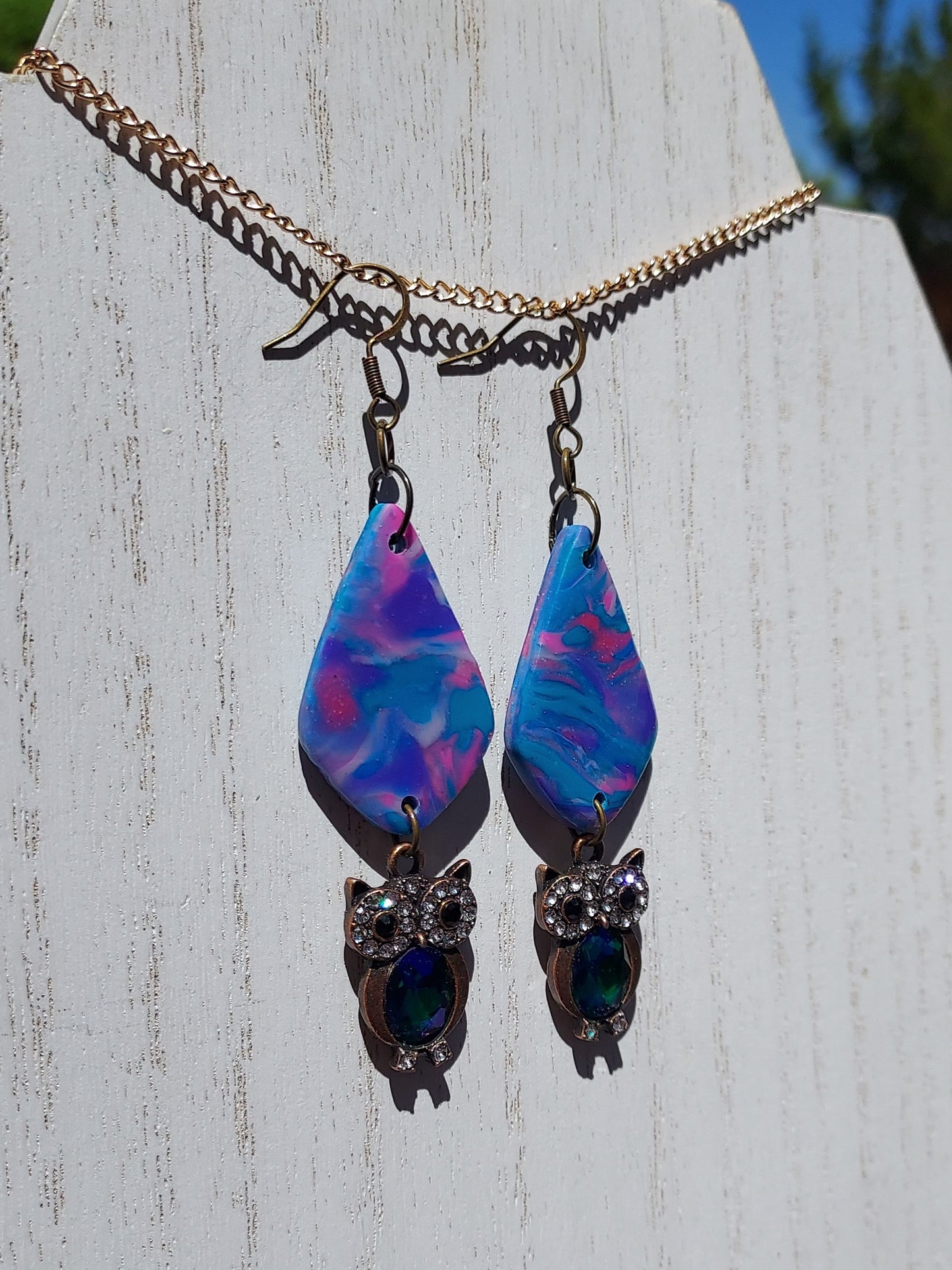 Pink Prismatic Clay Earrings #3