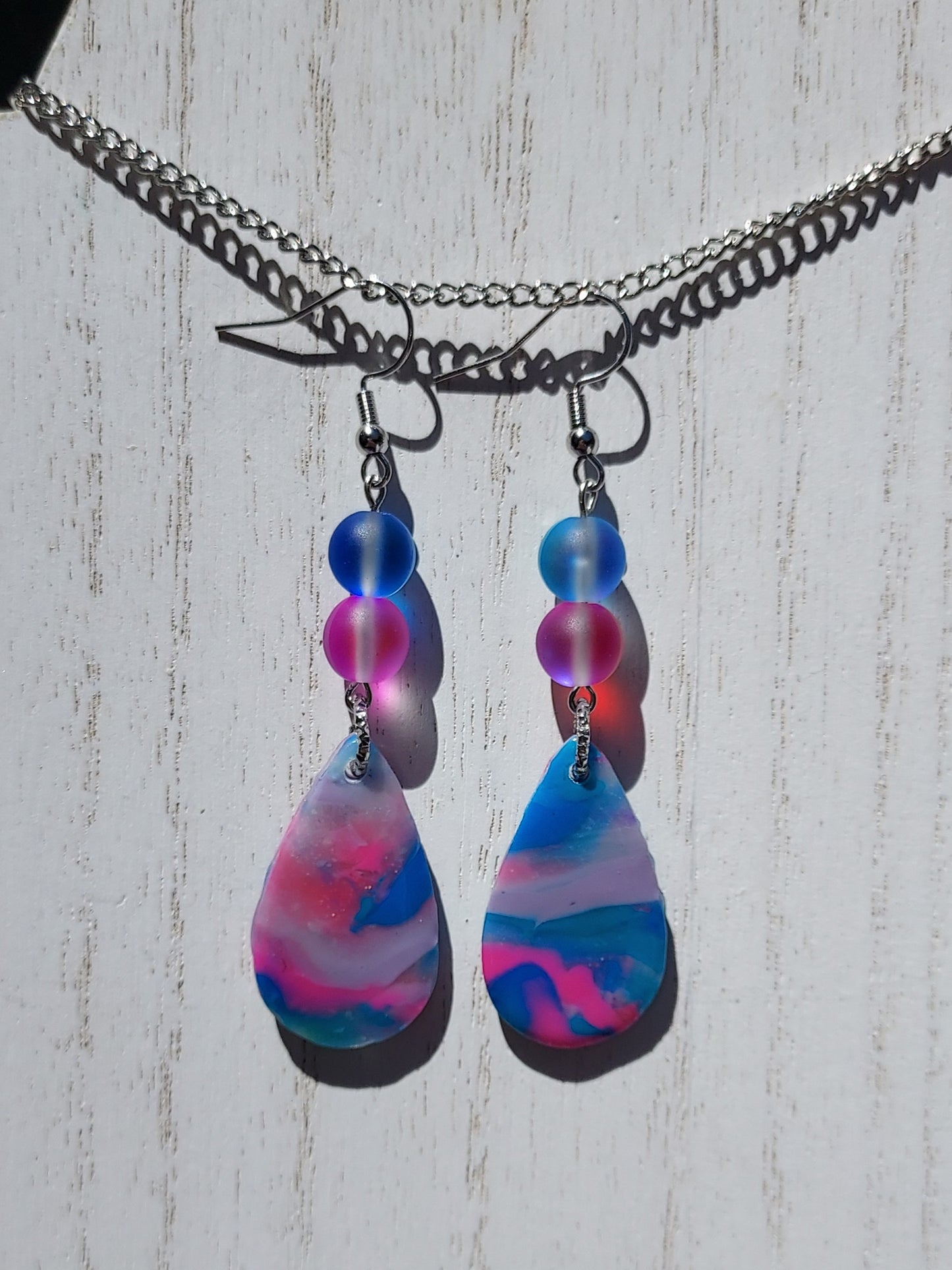 Pink Prismatic Clay Earrings #4