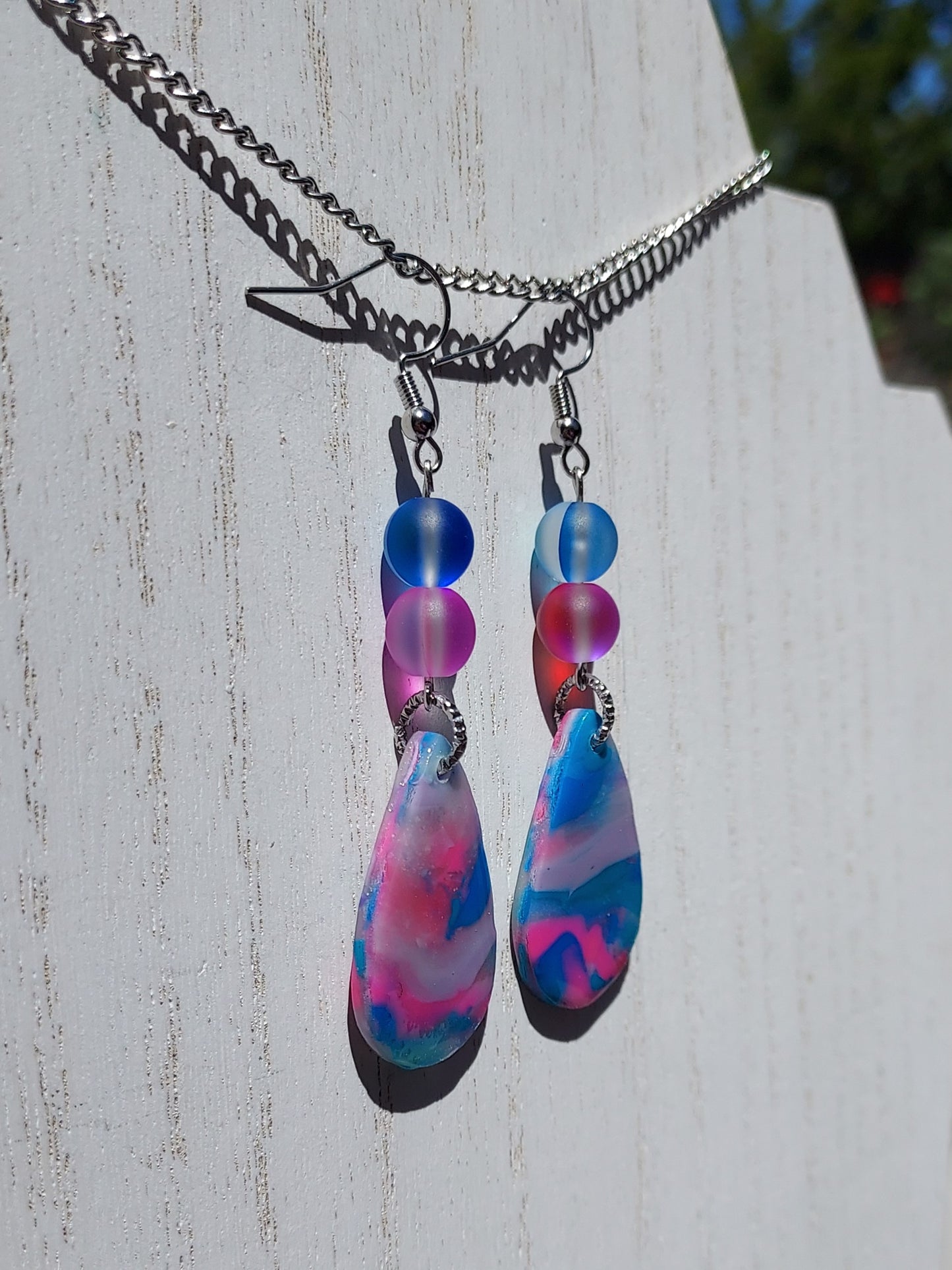 Pink Prismatic Clay Earrings #4