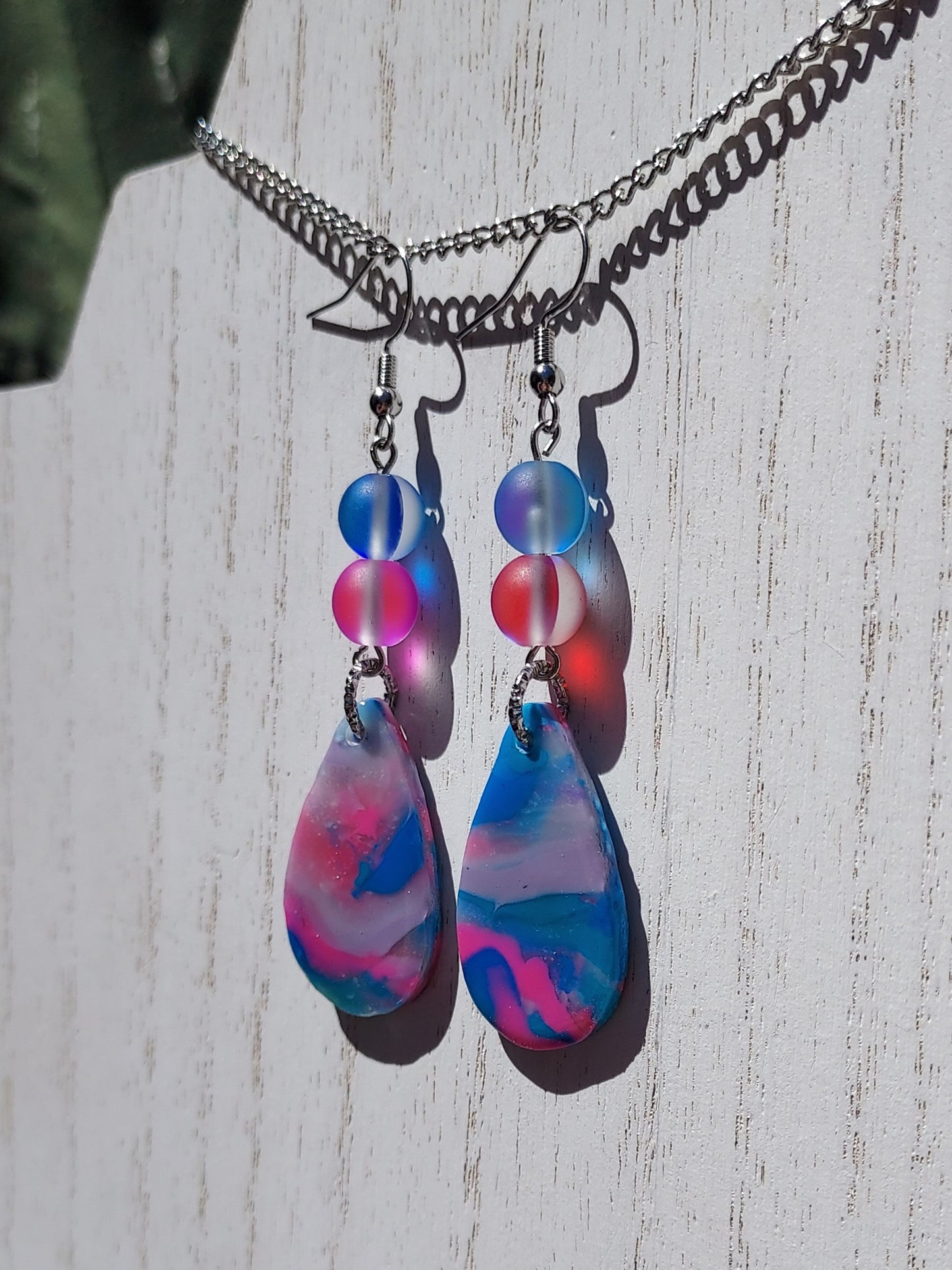 Pink Prismatic Clay Earrings #4