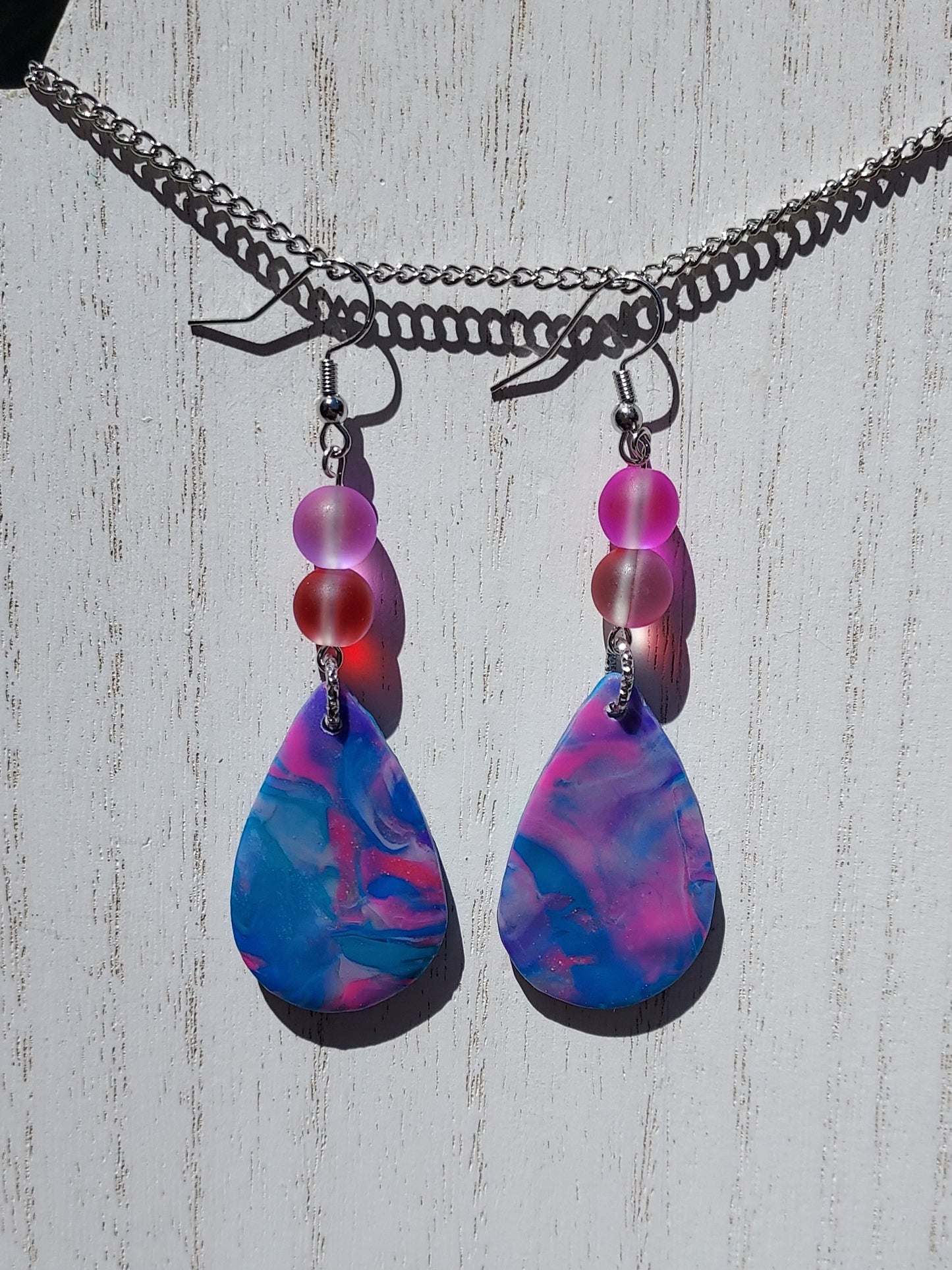 Pink Prismatic Clay Earrings #5