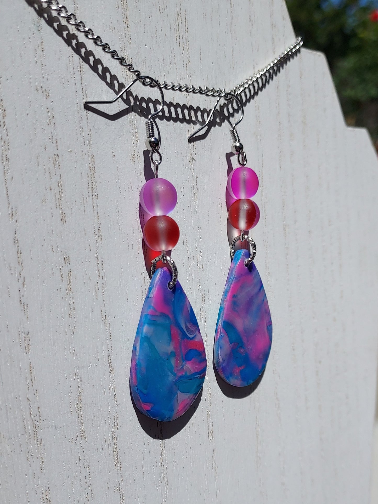 Pink Prismatic Clay Earrings #5