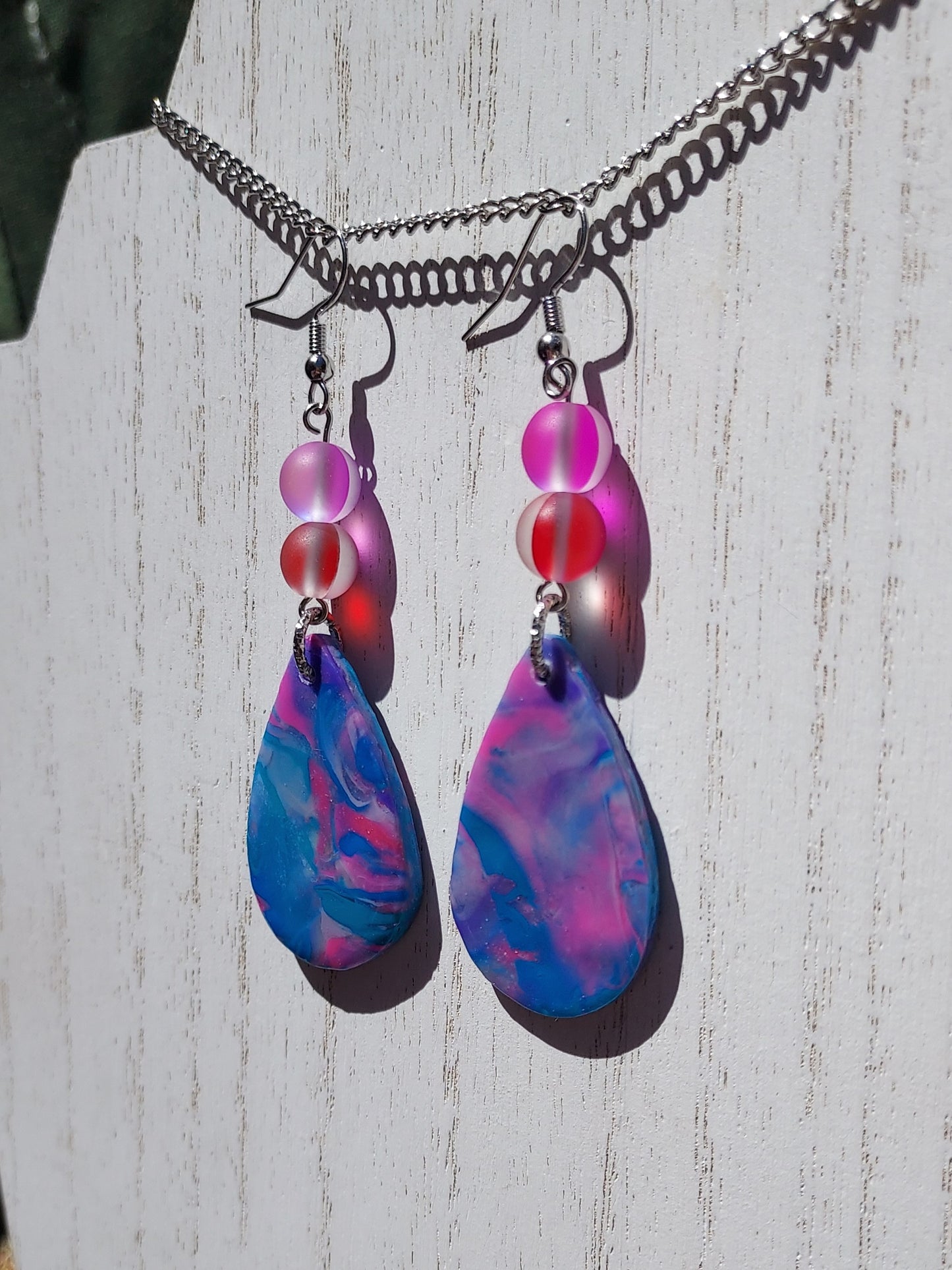 Pink Prismatic Clay Earrings #5