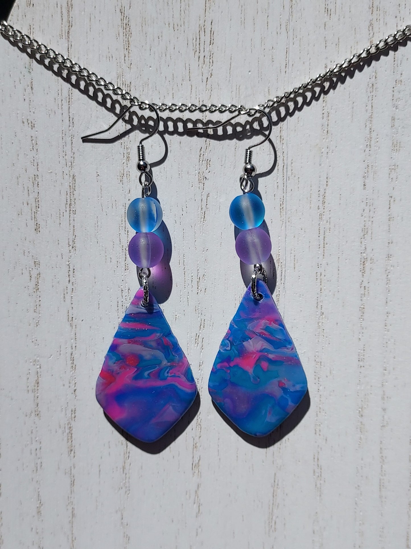 Pink Prismatic Clay Earrings #6