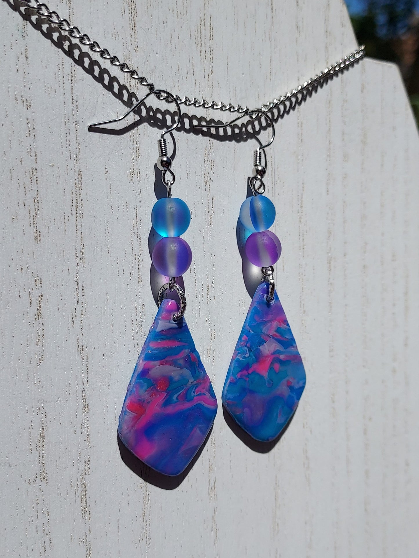 Pink Prismatic Clay Earrings #6