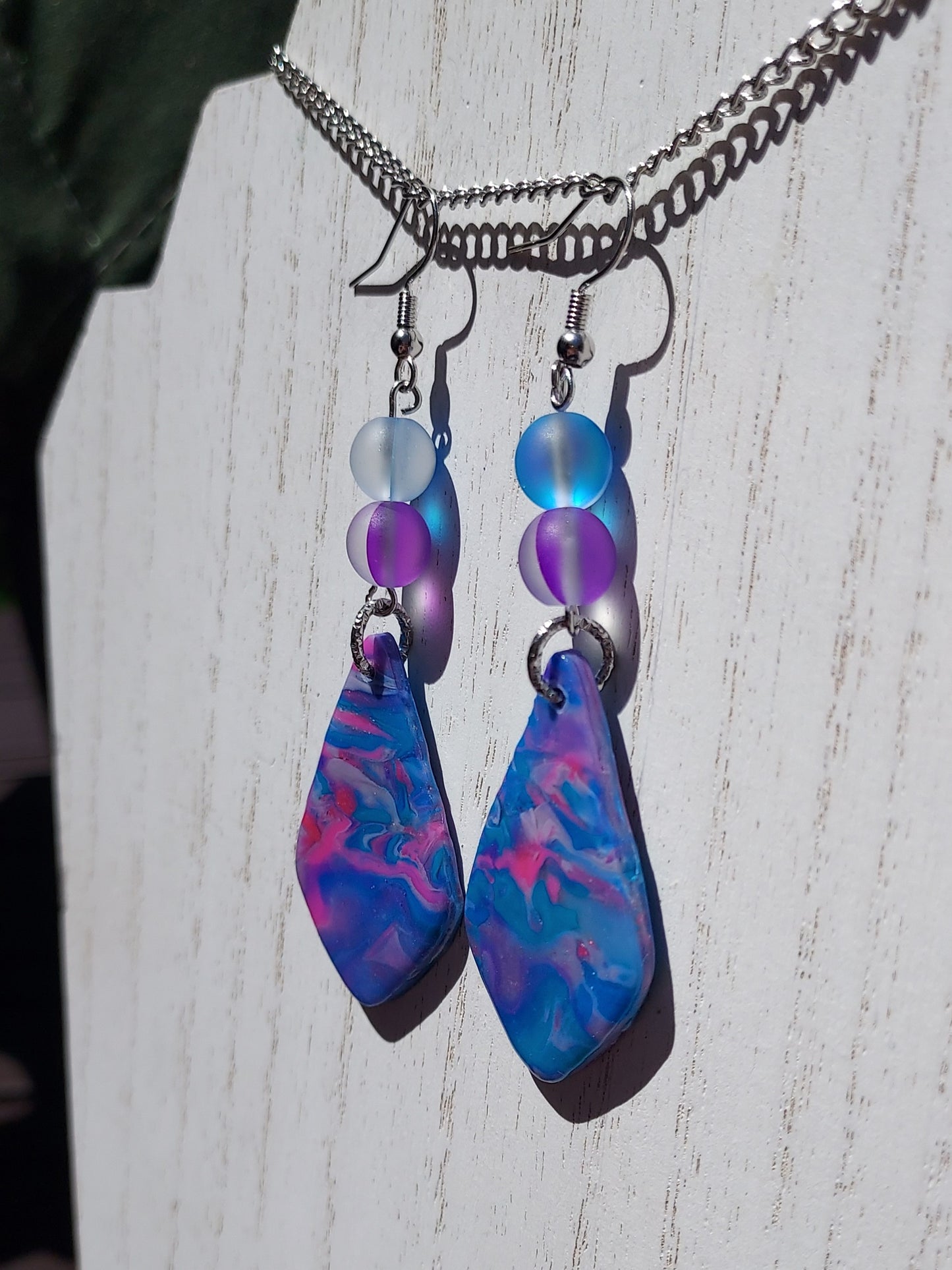 Pink Prismatic Clay Earrings #6