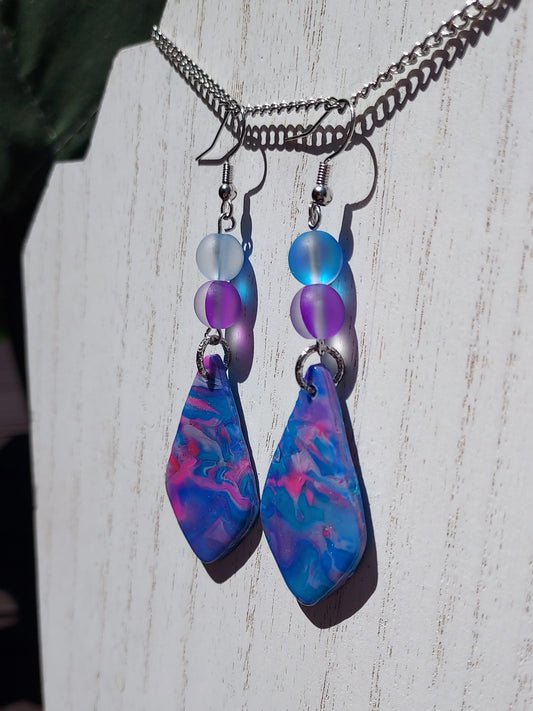 Pink Prismatic Clay Earrings #6