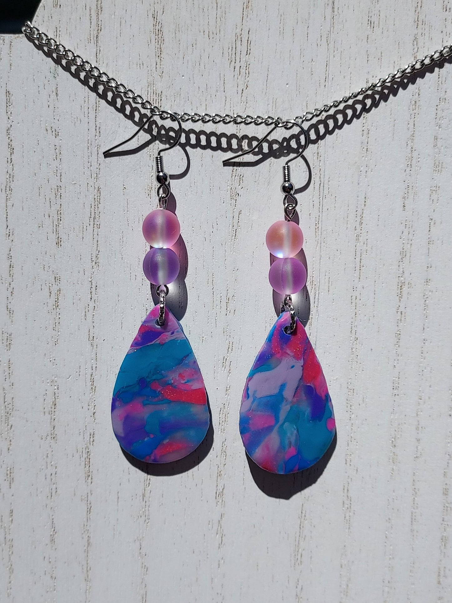Pink Prismatic Clay Earrings #7