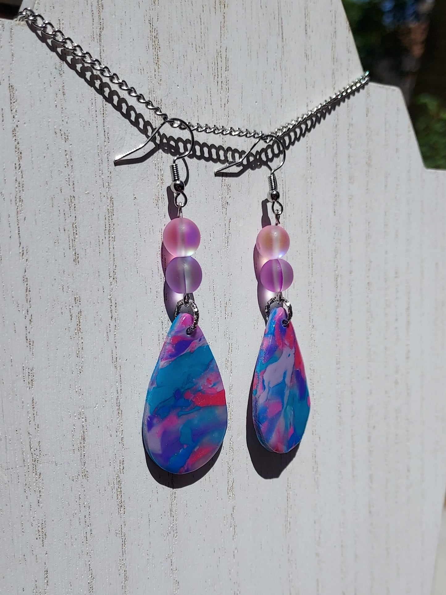 Pink Prismatic Clay Earrings #7