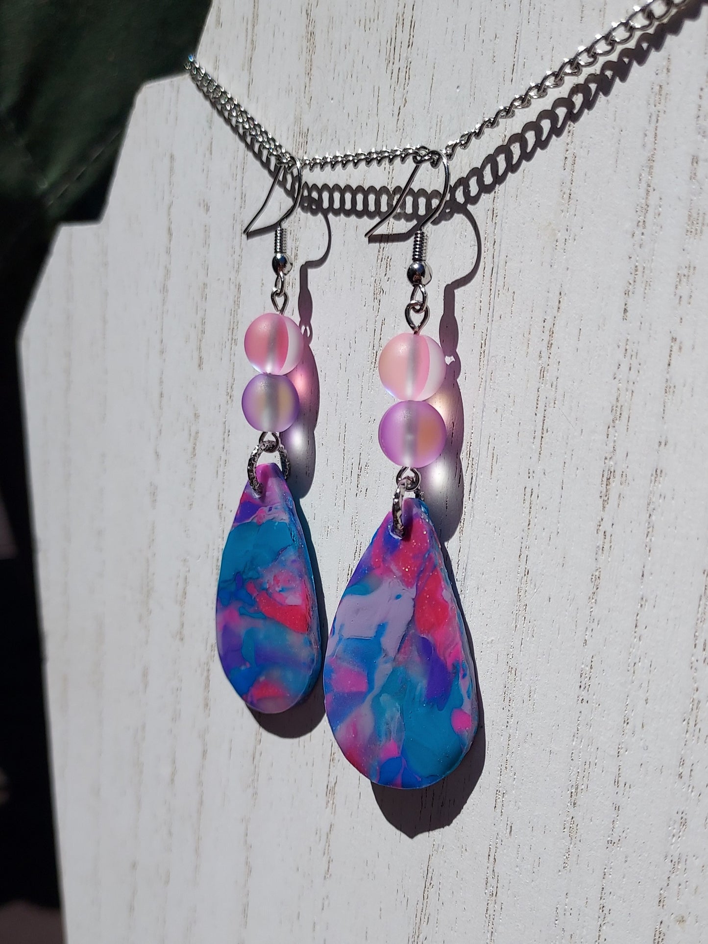 Pink Prismatic Clay Earrings #7