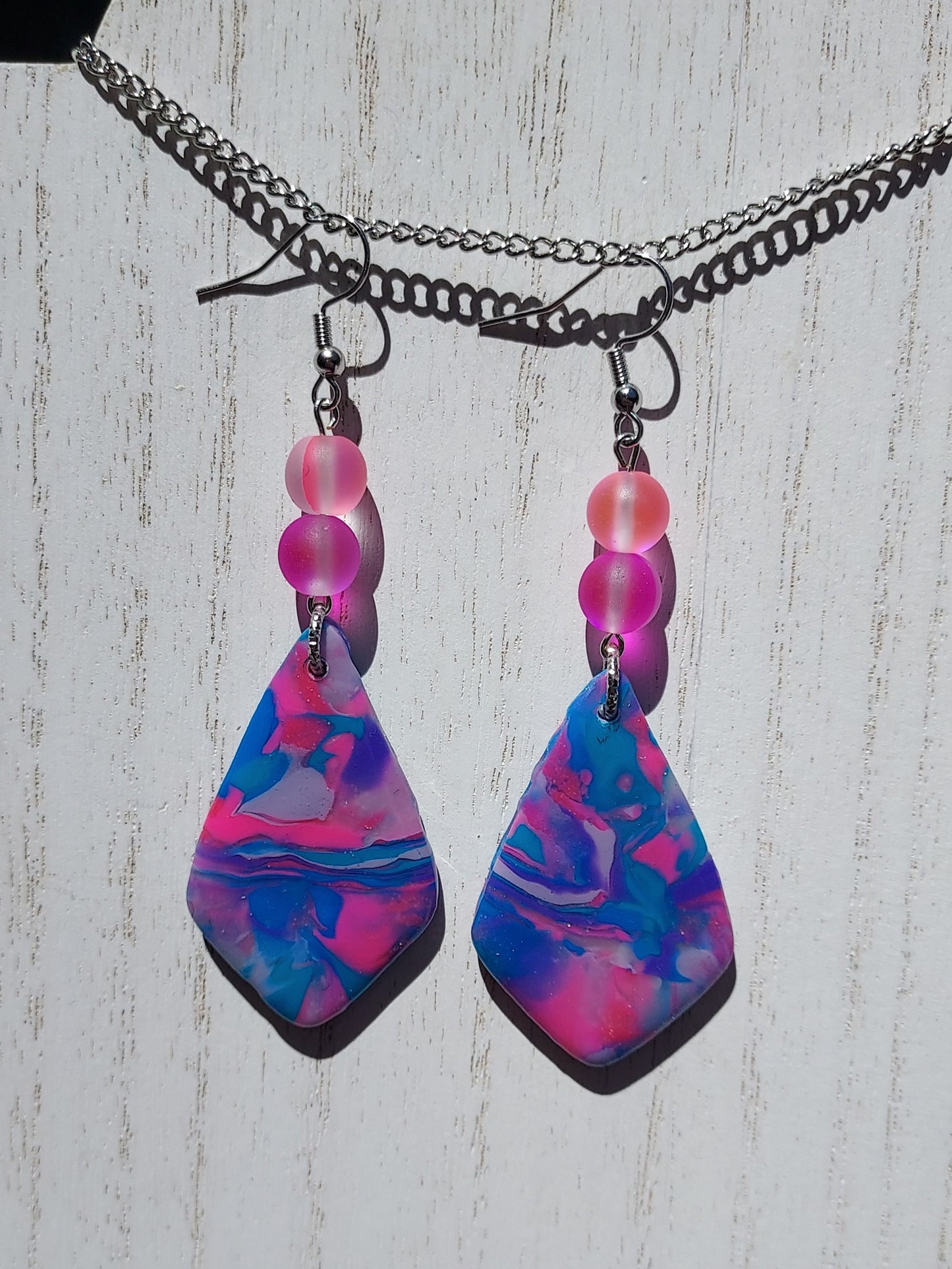 Pink Prismatic Clay Earrings #8