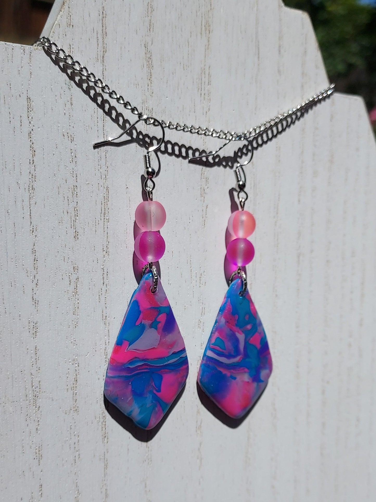 Pink Prismatic Clay Earrings #8