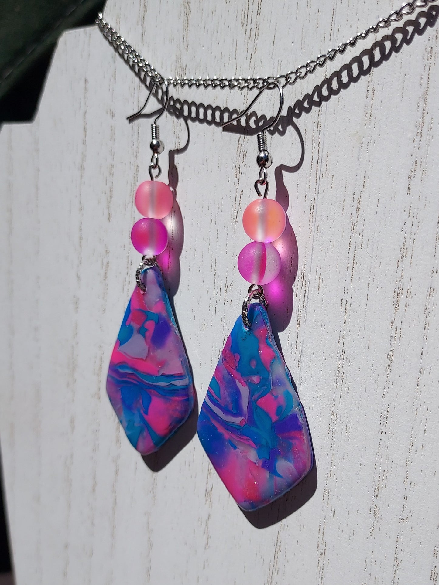 Pink Prismatic Clay Earrings #8