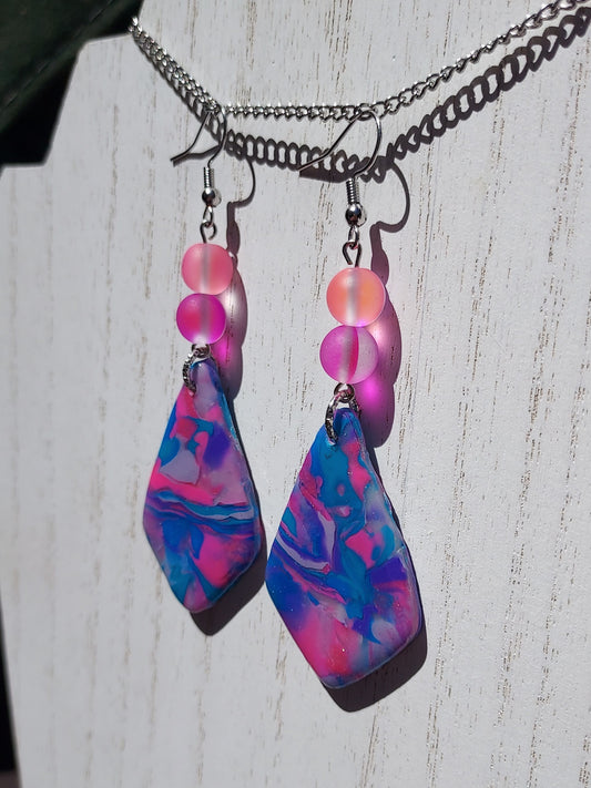 Pink Prismatic Clay Earrings #8