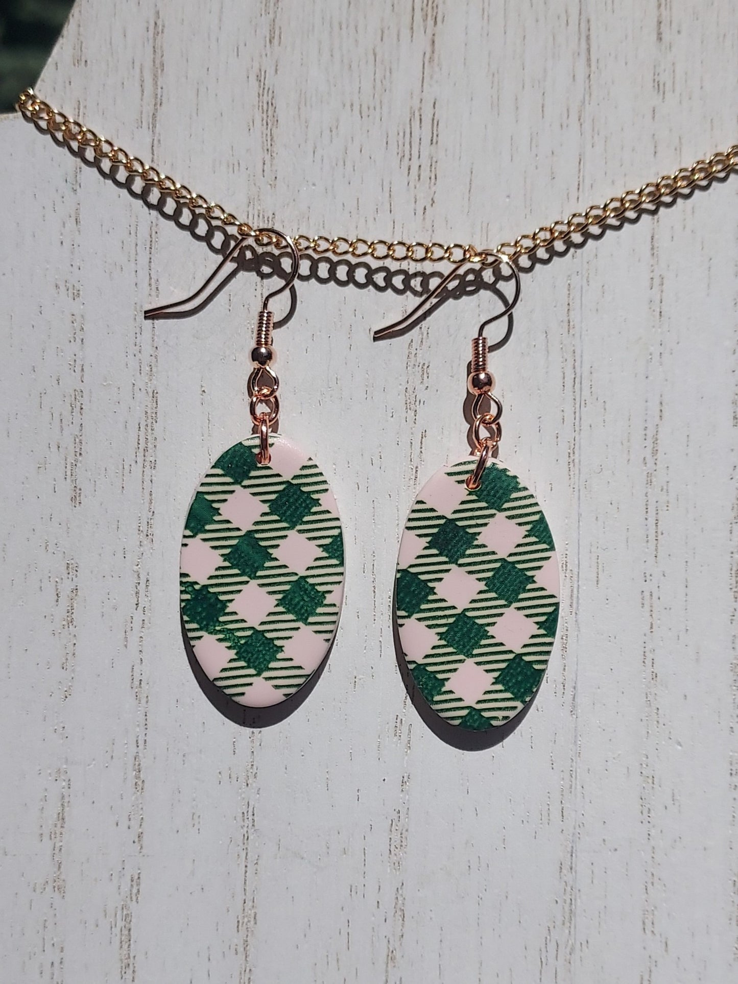 Pink Plaid Clay Earrings