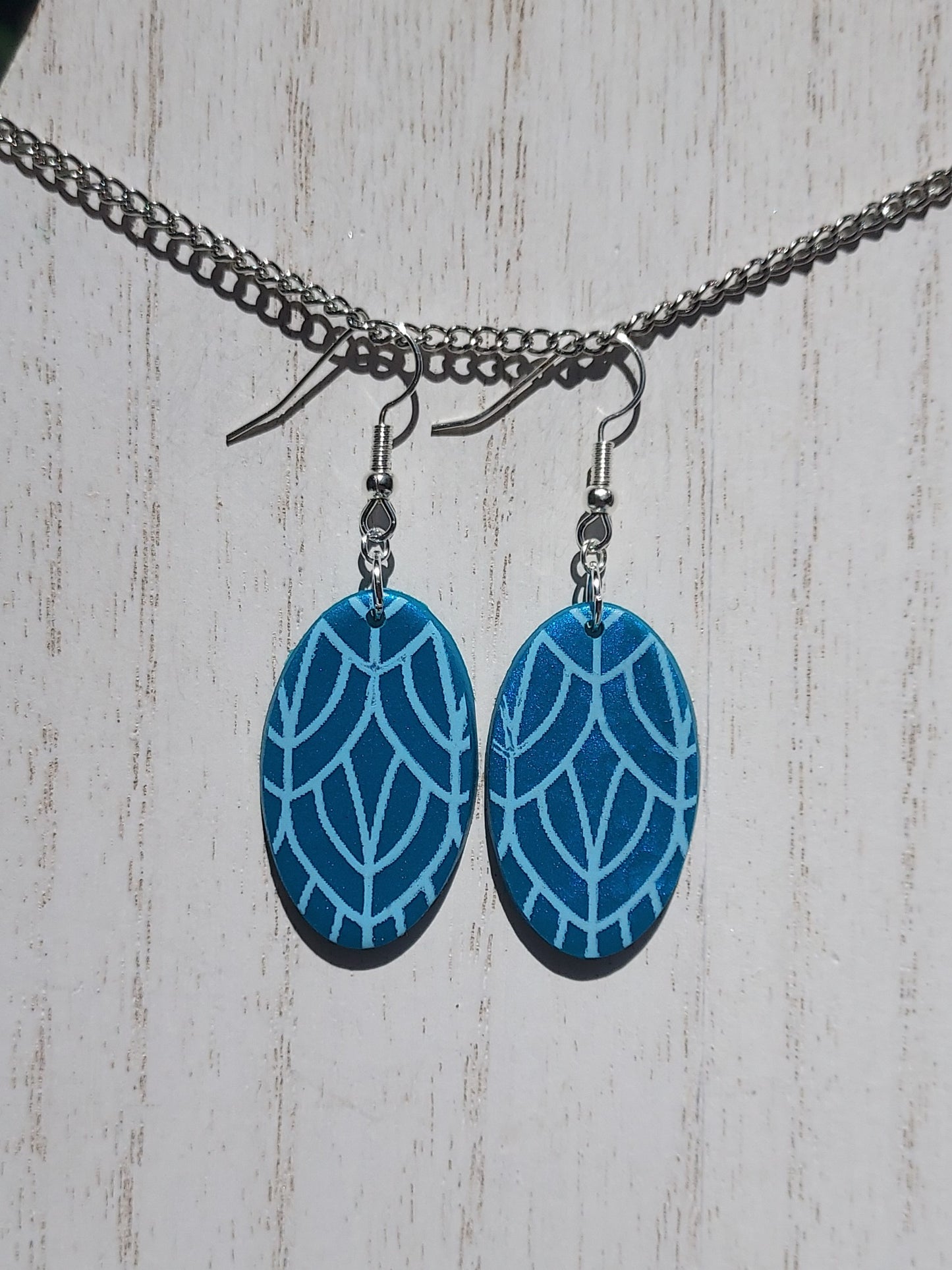 Teal Feathers Clay Earrings #1