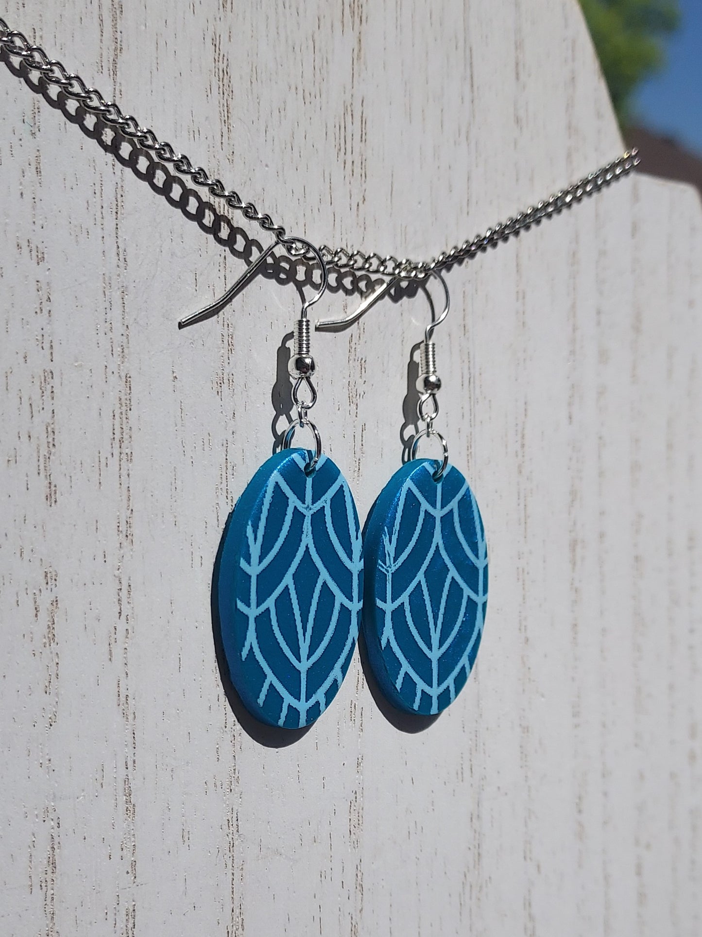Teal Feathers Clay Earrings #1