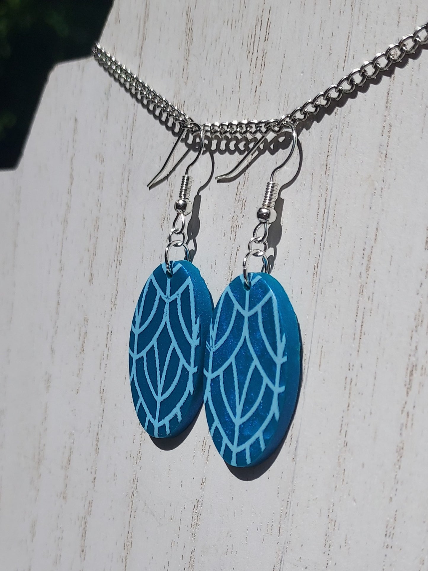 Teal Feathers Clay Earrings #1