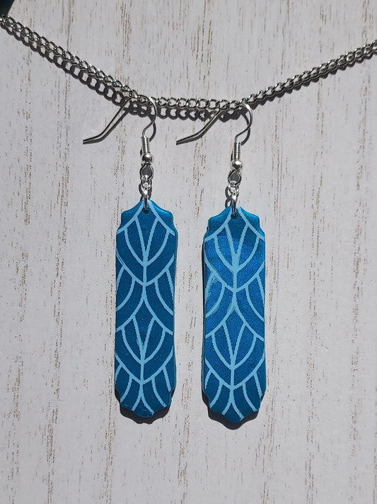 Teal Feathers Clay Earrings #2