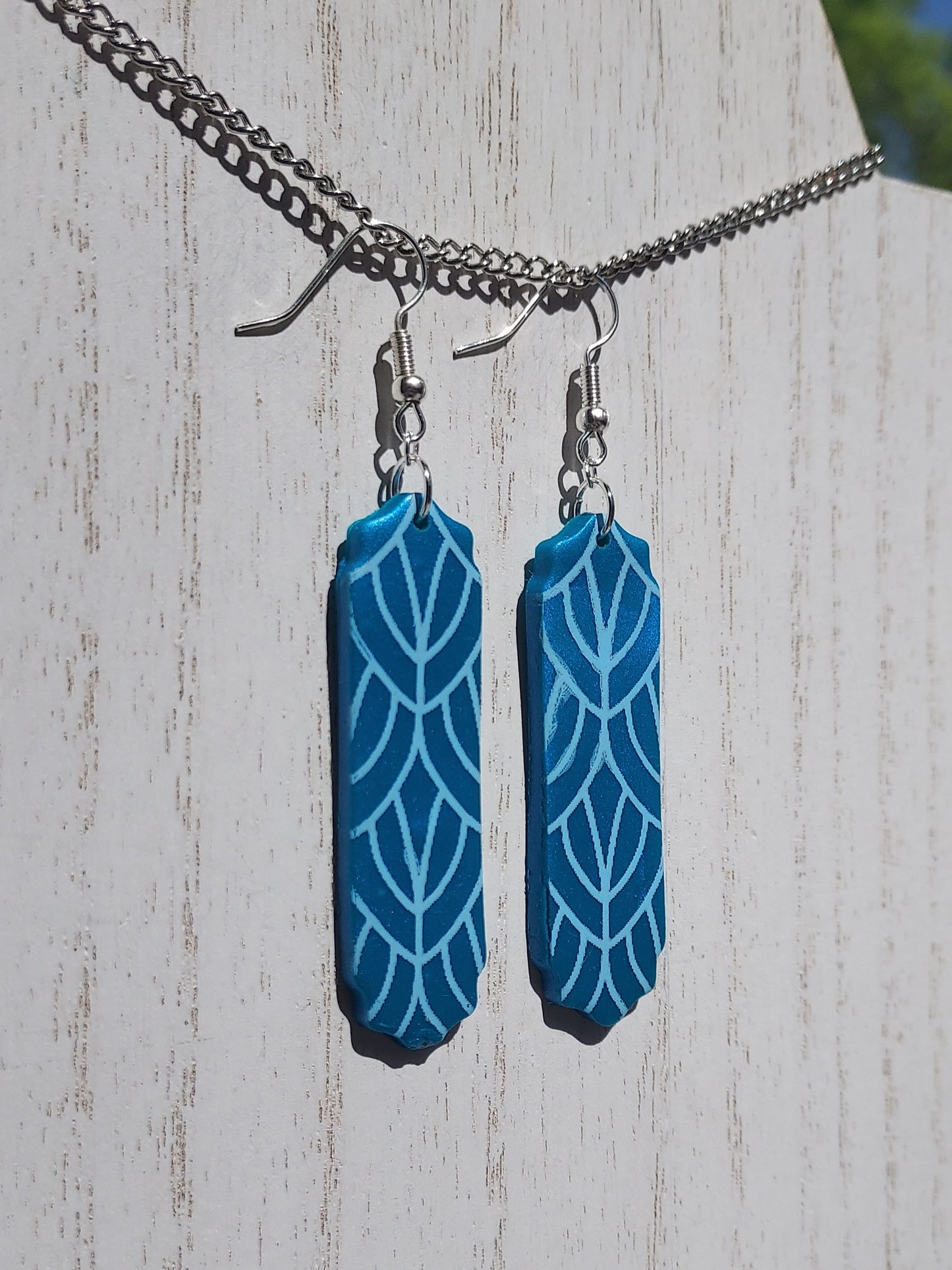 Teal Feathers Clay Earrings #2