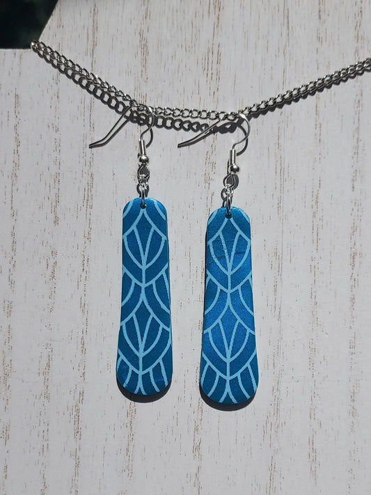 Teal Feathers Clay Earrings #3