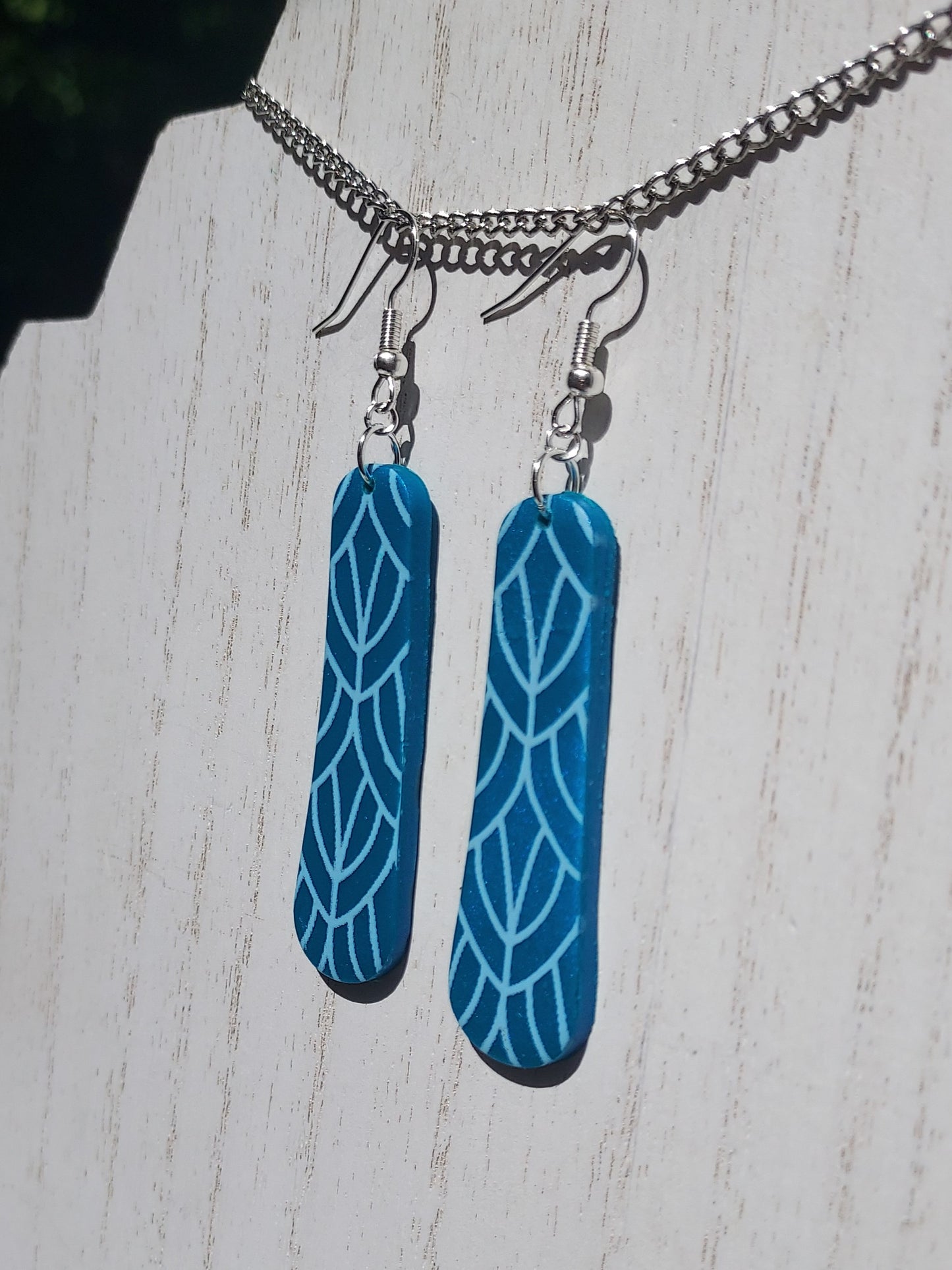 Teal Feathers Clay Earrings #3