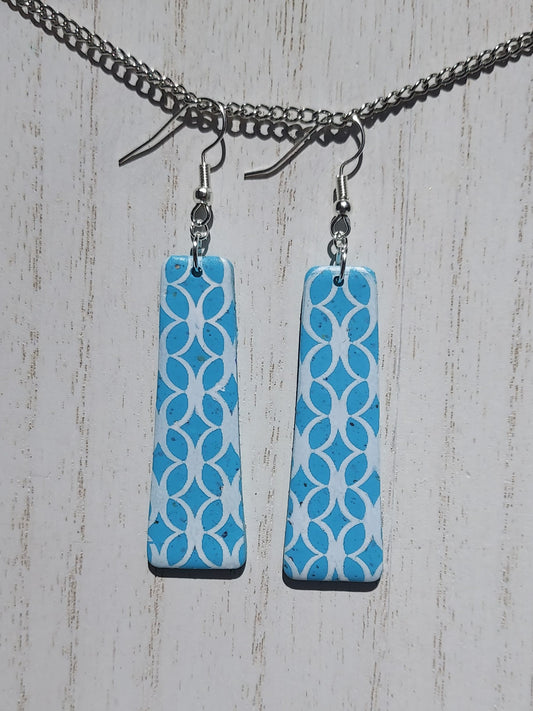 Blue Lattice Clay Earrings #2