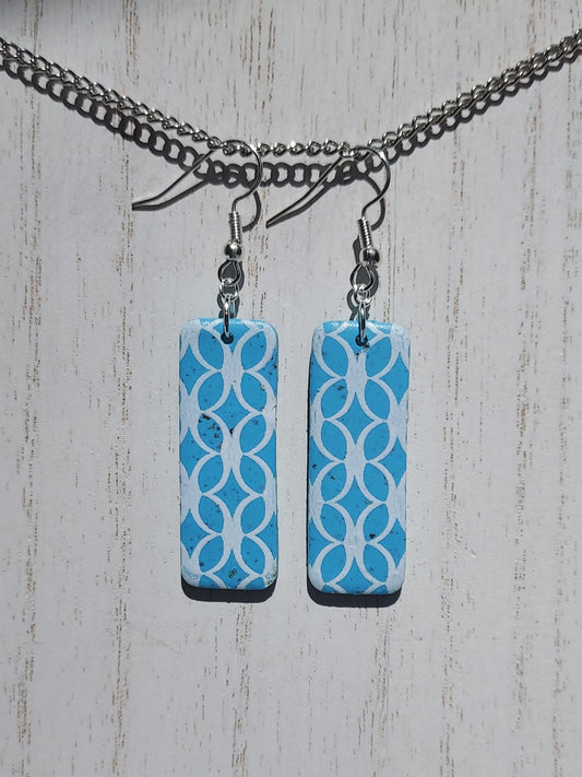 Blue Lattice Clay Earrings #3