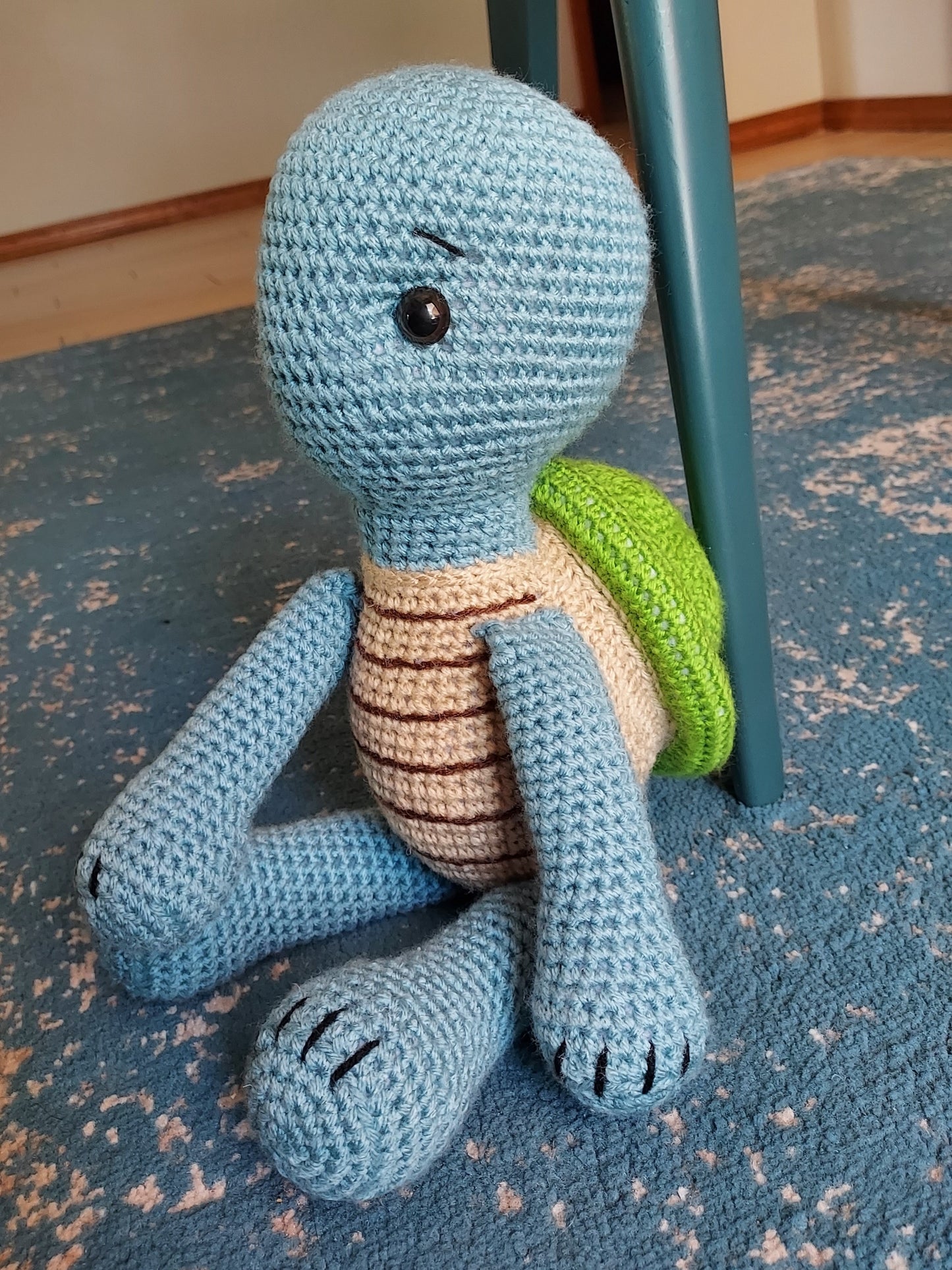 Blue Crochet Turtle