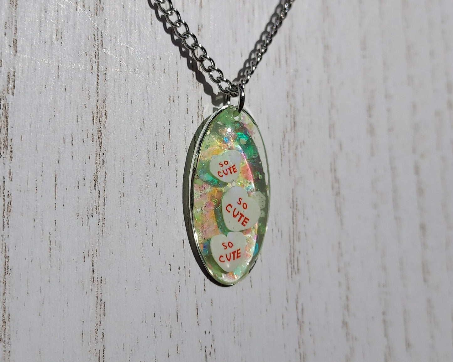 Valentine Hearts & Glitter Necklace (Glow in the Dark) #1