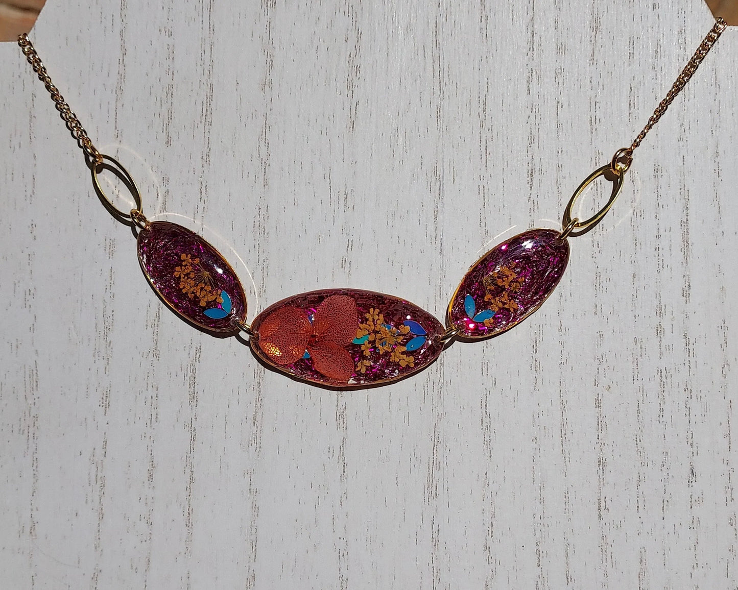 Flowers & Glitter Necklace #1