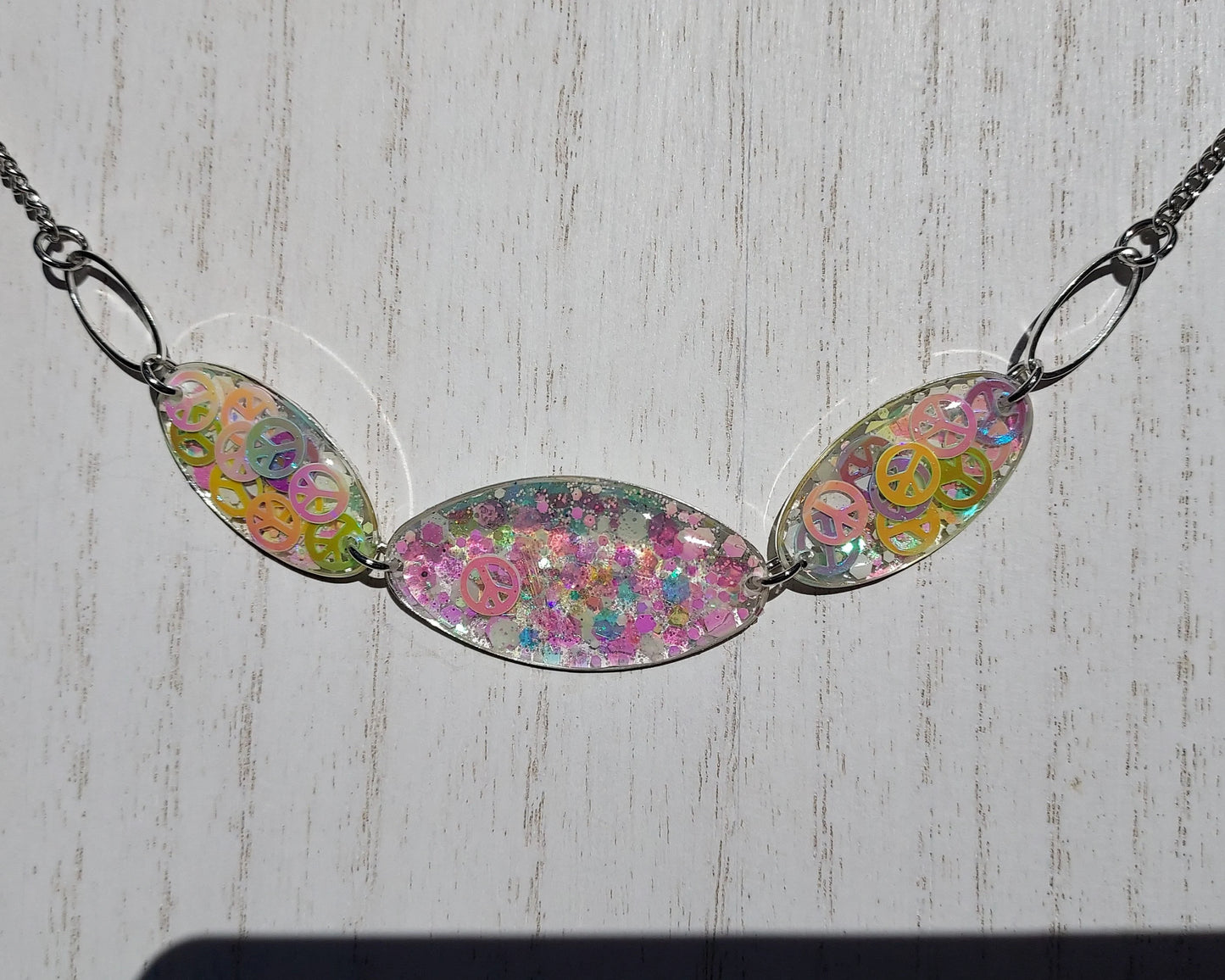 Peace Sign Glitter Necklace (Glow in the Dark) #2