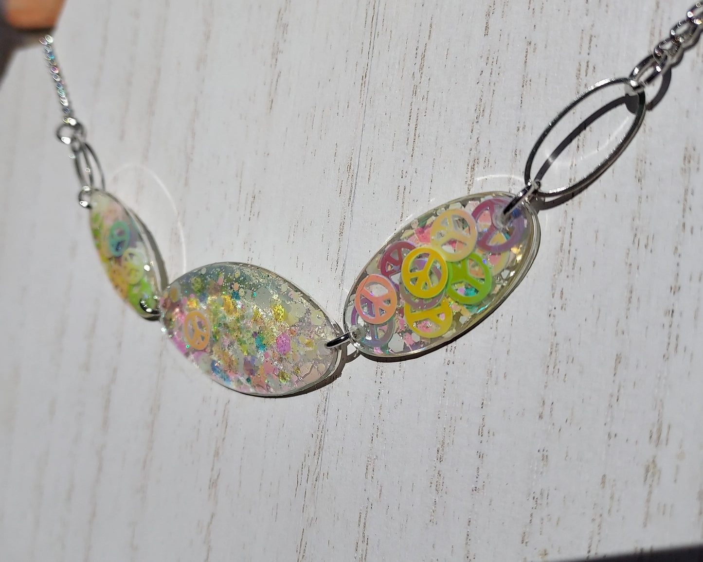 Peace Sign Glitter Necklace (Glow in the Dark) #2