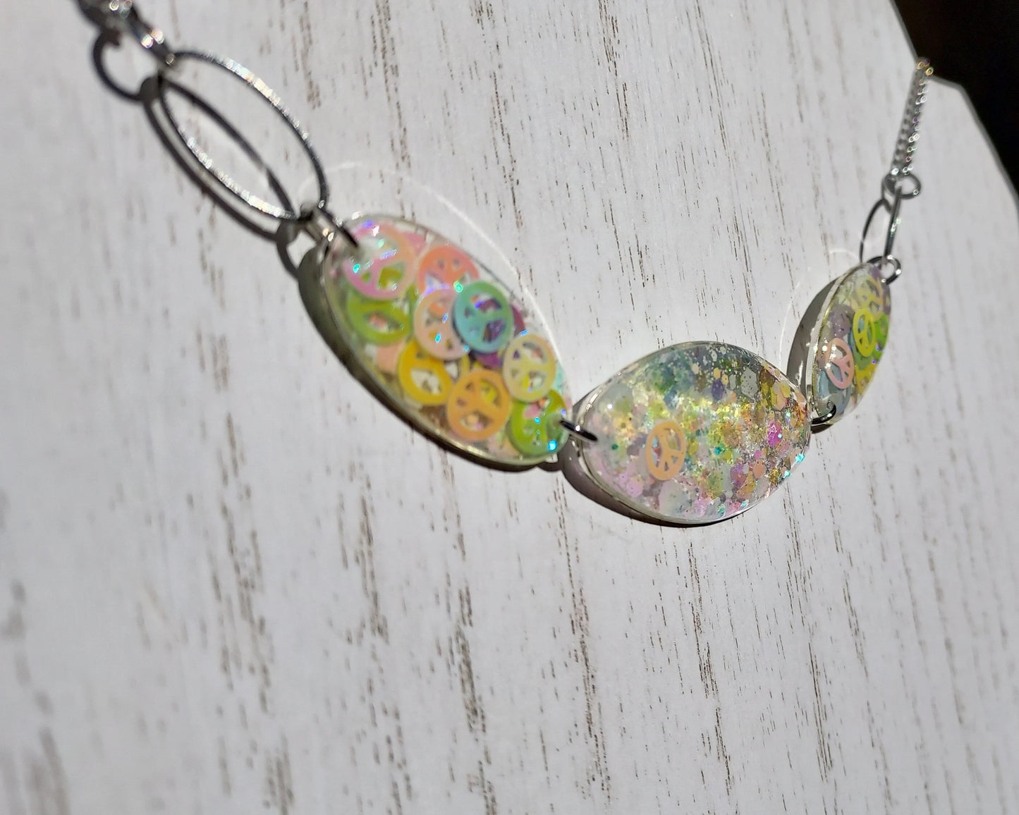 Peace Sign Glitter Necklace (Glow in the Dark) #2