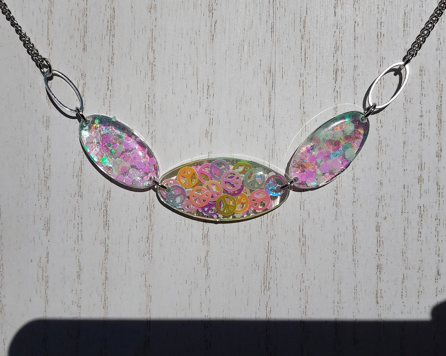 Peace Sign Glitter Necklace (Glow in the Dark) #1